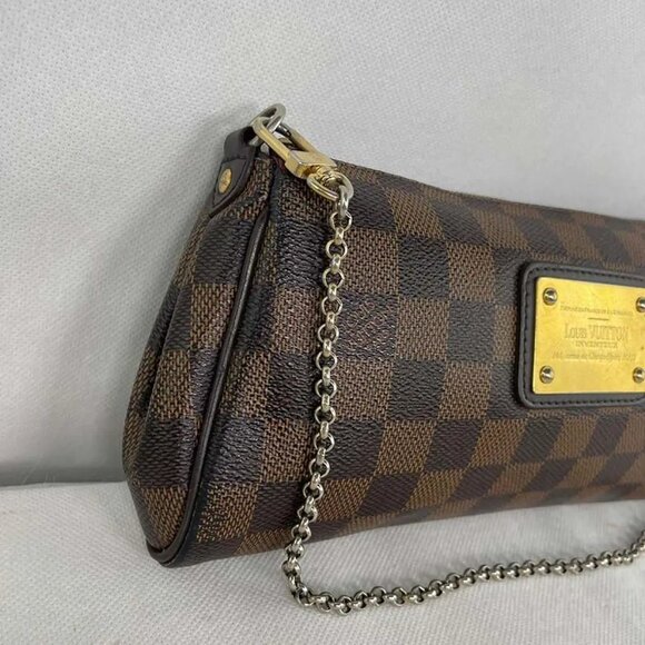 Authentic Louis Vuitton Eva Clutch Damier Ebene Canvas Shoulder Bag - Picture 4 of 9